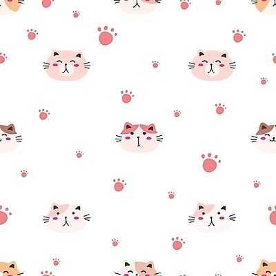 EPS 해외이미지 패턴 여러마리 일러스트 사람없음 고양이 개발자국 해외202105 해외일러스트 다수 무늬 포유류 반려동물 발자국 파일형식 벡터