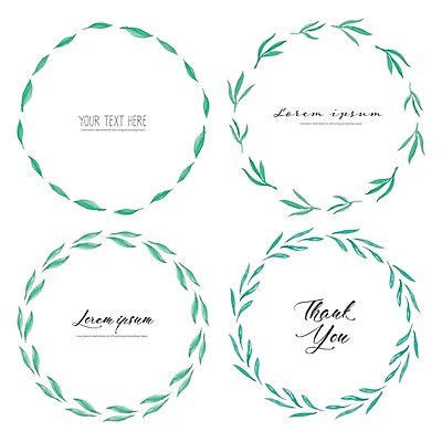 EPS 해외이미지 잎 일러스트 프레임 타이포그라피 사람없음 초록색 원형 원형프레임 해외202105 해외일러스트 도형 식물 문자 컬러 파일형식 벡터