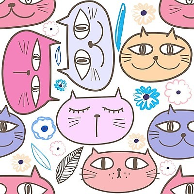 EPS 해외이미지 캐릭터 백그라운드 패턴 일러스트 사람없음 고양이 해외202105 해외일러스트 일러캐릭터 무늬 포유류 반려동물 파일형식 벡터