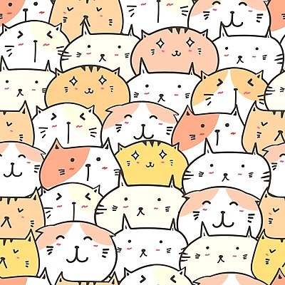EPS 해외이미지 백그라운드 패턴 여러마리 일러스트 표정 사람없음 고양이 패턴백그라운드 고양이캐릭터 해외202105 해외일러스트 동물캐릭터 다수 무늬 포유류 반려동물 파일형식 벡터