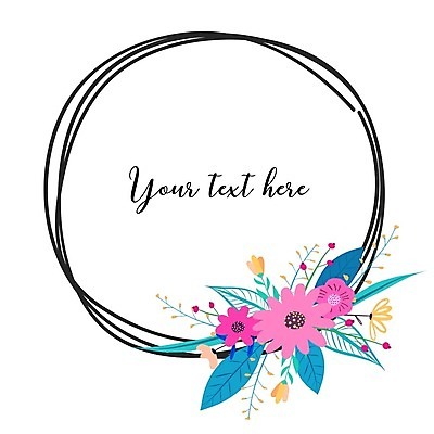 EPS 해외이미지 꽃 선 잎 일러스트 프레임 사람없음 원형 원형프레임 해외202105 해외일러스트 도형 식물 파일형식 벡터