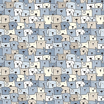 EPS 해외이미지 백그라운드 패턴 여러마리 일러스트 사람없음 파란색 패턴백그라운드 개 강아지 해외202105 해외일러스트 컬러 다수 무늬 포유류 반려동물 파일형식 벡터
