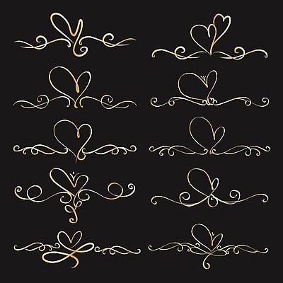 EPS 해외이미지 일러스트 사람없음 장식 검은색 금색 하트 황금 해외202105 해외일러스트 모양 컬러 파일형식 벡터