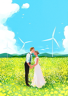 전신 PSD 구름 커플 여자 남자 웨딩드레스 결혼 꽃밭 일러스트 산 키스 정장 성인 두명 여름 손잡기 풍력에너지 신랑신부 성인만 웨딩촬영 국내일러스트 자연요소 드레스 옷 계절 꽃 신부_웨딩 신랑 관계 모션 사람 이벤트 그린에너지 애정표현 기념사진 파일형식