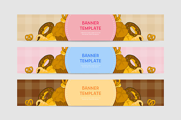 템플릿 배너템플릿 가로배너 빵 사각프레임 사람없음 빵집 현수막 도넛 머핀 브레첼 배너세트 AI파일 배너 음식 디저트 프레임 가로 세트 상점 사각형 파일형식 벡터