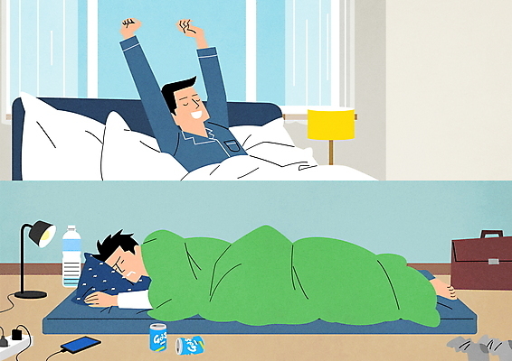 PSD 라이프스타일 남자 서류가방 일러스트 창문 베개 상반신 성인 두명 눕기 이불 기상 침대 스탠드 비교 물병 상쾌 기지개 캔맥주 늦잠 매트리스 양극 성인남자만 국내일러스트 감정 가구 컨셉 가방 침구 모션 조명 맥주 사람 생활 잠 캔 물통 남자만 성인만 파일형식