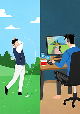 전신 PSD 라이프스타일 남자 골프 의자 일러스트 골프장 앉기 성인 취미 두명 컴퓨터 골프채 비교 스윙 책상 캔맥주 양극 컴퓨터게임 컵라면 성인남자만 국내일러스트 포즈 가구 컨셉 스포츠시설 모션 골프용품 맥주 사람 생활 전자제품 구기 게임 라면 캔 남자만 성인만 파일형식