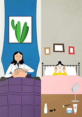 PSD 라이프스타일 여자 얼굴 액자 일러스트 성인 세명 눕기 화장품 침대 비교 피부관리 화장대 마스크팩 마사지샵 붙이기 셀프 양극 피부관리사 성인여자만 국내일러스트 직업 가구 컨셉 모션 사람 생활 신체부위 뷰티 팩 여자만 성인만 파일형식