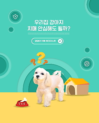 PSD 편집이미지 한마리 반려견 건강 타이포그라피 사람없음 물음표 말티즈 강아지 개집 개밥그릇 동물라이프 민트색 반려 치매 이미지편집 동물 문자 1 라이프스타일 그릇 기호 컬러 반려동물 개 질병 애견용품 파일형식