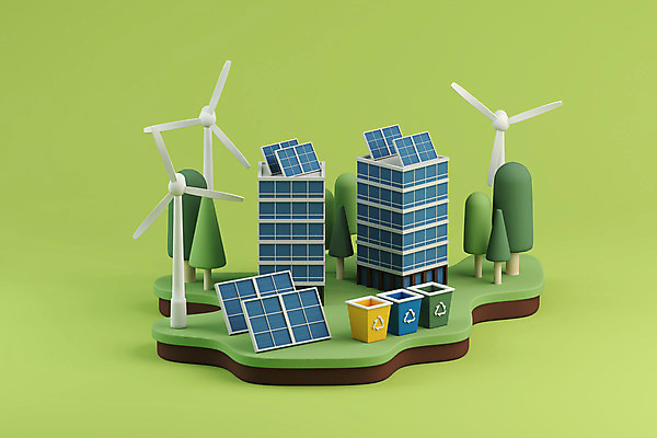 PSD 나무 편집 편집이미지 빌딩 사람없음 건물 3D 자연보호 그린에너지 풍력에너지 디지털합성 친환경 태양에너지 집열판 분리수거함 편집소스 그린뉴딜 편집3D 식물 건축물 자연 경제 환경 에너지 보호 수거함 파일형식