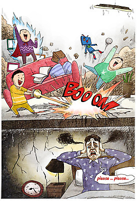 전신 PSD 남자 어린이 말풍선 일러스트 전등 스트레스 주택 소년 여러명 상반신 성인 책 소파 장난감 피해 손상 고통 침대 망토 폭발 귀막기 즐거움 괴로움 소음 층간소음 남자만 국내일러스트 감정 가구 다수 컨셉 의자 조명 사람 손짓 건물 소리 파일형식