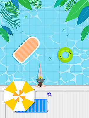 전신 PSD 여자 엎드리기 일러스트 수영장 한명 성인 파란색 여름휴가 바캉스 수영 파라솔 쪼리 선베드 비치베드 튜브 계절백그라운드 열대잎 성인여자한명만 국내일러스트 1 컬러 백그라운드 잎 의자 모션 휴가 사람 수상스포츠 샌들 여자한명만 성인여자만 파일형식 여름_계절