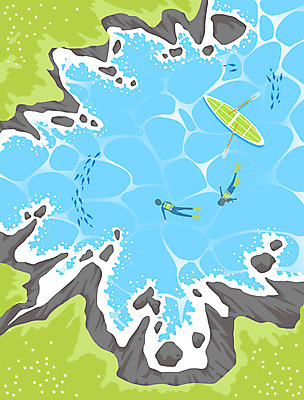 전신 PSD 여자 남자 바다 하늘색 일러스트 그림자 성인 두명 여름휴가 바캉스 스쿠버다이빙 카누 계절백그라운드 성인만 물고기떼 국내일러스트 백그라운드 휴가 어류 사람 파란색 수상스포츠 파일형식 여름_계절