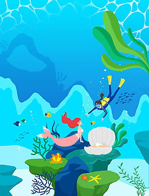 전신 PSD 여자 일러스트 조개 어류 성인 두명 파란색 여름휴가 바캉스 심해 바위 해초 스쿠버다이빙 진주 계절백그라운드 인어 성인여자만 국내일러스트 컬러 백그라운드 휴가 어패류 사람 바닷속 수중동물 돌_바위 수상스포츠 해조류 보석 여자만 성인만 파일형식 여름_계절