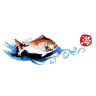 PSD 문양 물결 일러스트 캘리그라피 붓터치 사람없음 해산물 번짐 도미 물결무늬 바다해 국내일러스트 무늬 어류 한자 파일형식 효과