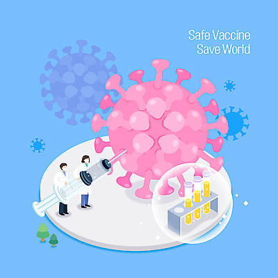 전신 여자 남자 하늘색 일러스트 주사기 서기 들기 성인 두명 의료진 공격 시험관 찌르기 백신 성인만 코로나바이러스 델타변이바이러스 국내일러스트 AI파일 직업 의학 의료기기 모션 실험기구 사람 파란색 바이러스 파일형식 벡터