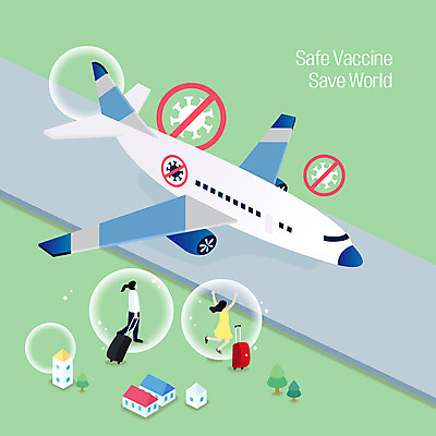 전신 여자 해외여행 일러스트 비행기 주택 주사기 성인 두명 연두색 걷기 캐리어 만세 금지 물방울 면역력 백신 성인여자만 코로나바이러스 집단면역 델타변이바이러스 국내일러스트 AI파일 해외 여행 의학 의료기기 항공교통 모션 대중교통 사람 건물 초록색 여행가방 바이러스 여자만 성인만 파일형식 벡터