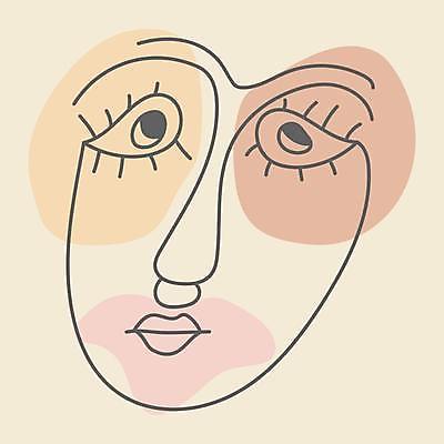 EPS 해외이미지 얼굴 라인일러스트 일러스트 표정 사람없음 라인아트 베이지색 미니멀 해외일러스트 선 컬러 신체부위 파일형식 벡터
