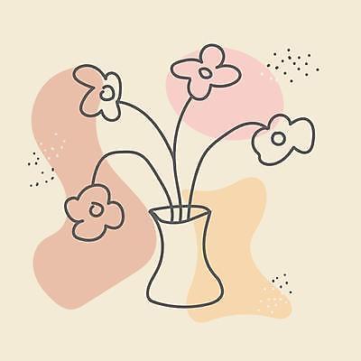 EPS 해외이미지 꽃 라인일러스트 일러스트 사람없음 꽃병 라인아트 베이지색 미니멀 해외일러스트 식물 선 컬러 파일형식 벡터