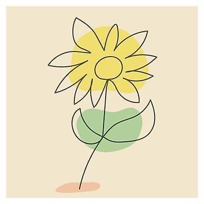 EPS 해외이미지 라인일러스트 일러스트 해바라기 사람없음 라인아트 베이지색 미니멀 해외일러스트 꽃 선 컬러 파일형식 벡터