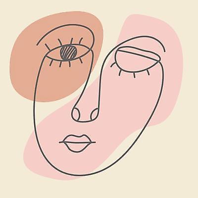 EPS 해외이미지 얼굴 라인일러스트 일러스트 표정 사람없음 라인아트 베이지색 미니멀 해외일러스트 선 컬러 신체부위 파일형식 벡터