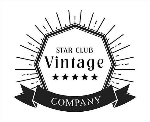 EPS 해외이미지 디자인 별 리본 일러스트 타이포그라피 사람없음 검은색 빈티지 심볼 해외일러스트 자연요소 문자 컬러 컨셉 파일형식 벡터