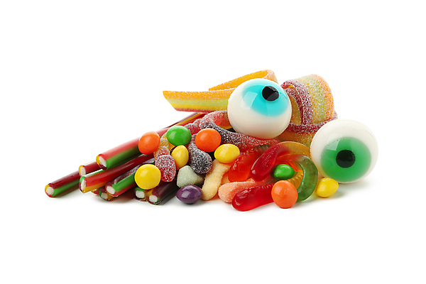 포토 JPG 해외이미지 디저트 실내 사탕 사람없음 파티 할로윈 달콤 흰배경 젤리 안구모형 해외포토 음식 백그라운드 이벤트 내부 모형 흰색 맛 파일형식