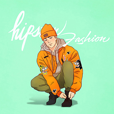 전신 PSD 패션 남자 일러스트 한명 성인 타이포그라피 글자캘리그라피 점퍼 워커 비니 후드티셔츠 웅크림 민트색 성인남자한명만 힙스터 국내일러스트 문자 모자_잡화 1 컬러 신발 티셔츠 캘리그라피 모션 사람 외투 남자한명만 성인남자만 파일형식