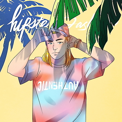PSD 패션 남자 일러스트 그림자 한명 상반신 성인 타이포그라피 글자캘리그라피 노란색 귀걸이 반팔티셔츠 잡기 손목시계 야자수잎 캡모자 피어싱 성인남자한명만 힙스터 국내일러스트 문자 모자_잡화 1 시계 컬러 티셔츠 잎 장신구 캘리그라피 모션 사람 남자한명만 성인남자만 파일형식