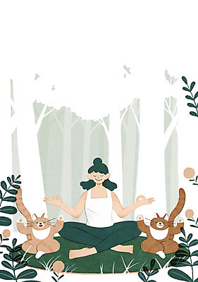 전신 PSD 나무 라이프스타일 여자 잎 두마리 일러스트 요가 휴식 한명 성인 일상 초록색 고양이 숲 명상 힐링 반려 성인여자한명만 아사나자세 차분 국내일러스트 식물 1 웰빙 컬러 컨셉 2 포유류 사람 라이프 생활 반려동물 요가자세 여자한명만 성인여자만 파일형식