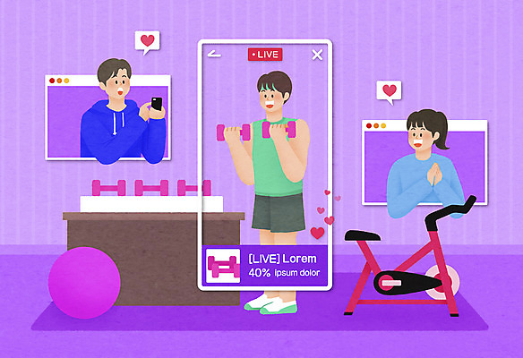 전신 PSD 여자 남자 일러스트 모바일 서기 들기 상반신 성인 세명 스마트폰 헬스사이클 보라색 아령 하트 짐볼 구매 온라인쇼핑 모바일쇼핑 온라인 라이브 성인만 숍스트리밍 라이브커머스 비대면쇼핑 스토어 국내일러스트 모양 컬러 모션 사람 핸드폰 스마트기기 쇼핑 운동기구 파일형식 언택트