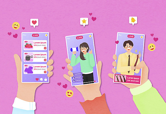 PSD 손 여자 남자 분홍색 일러스트 모바일 들기 상반신 성인 두명 신체부위 최고 온라인쇼핑 모바일쇼핑 온라인 이모티콘 라이브 즐겨찾기 성인만 숍스트리밍 라이브커머스 비대면쇼핑 스토어 국내일러스트 컬러 모션 사람 쇼핑 파일형식 언택트