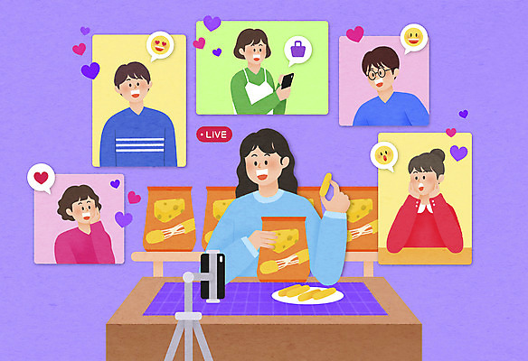 PSD 여자 남자 일러스트 모바일 봉투 들기 여러명 상반신 성인 스마트폰 판매 보라색 촬영 턱괴기 온라인쇼핑 모바일쇼핑 온라인 거치대 라이브 치즈스틱 성인만 숍스트리밍 라이브커머스 비대면쇼핑 스토어 국내일러스트 컬러 다수 모션 사람 핸드폰 스마트기기 쇼핑 과자 파일형식 언택트