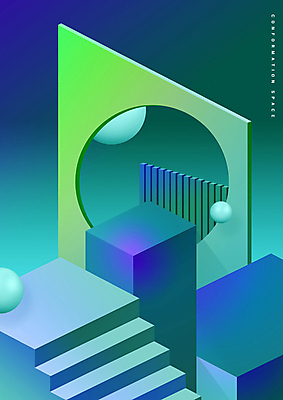 PSD 그래픽백그라운드 일러스트 사람없음 초록색 계단 원형 구멍 입체 직사각형 입체도형 국내일러스트 도형 컬러 백그라운드 그래픽 파일형식