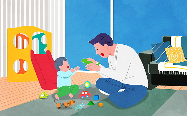 전신 PSD 남자 일러스트 창문 들기 앉기 성인 두명 소파 장난감 카펫 육아 아기 아빠 미끄럼틀 즐거움 육아라이프 놀기 아이방 남자만 남성육아휴직 육아대디 싱글대디 한부모가족 국내일러스트 라이프스타일 감정 의자 가족 모션 사람 방 놀이기구 파일형식 육아휴직