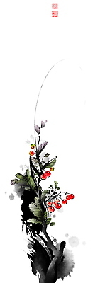 PSD 줄기 잎 일러스트 캘리그라피 붓터치 사람없음 여름 나뭇가지 앵두 동양화 번짐 낙관 국내일러스트 나무 식물 계절 열매 미술 파일형식 효과