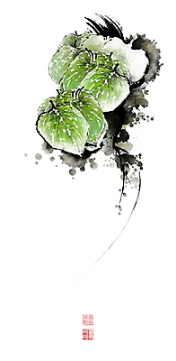 PSD 일러스트 캘리그라피 붓터치 사람없음 농작물 동양화 깻잎 번짐 낙관 국내일러스트 농업 채소 미술 파일형식 효과
