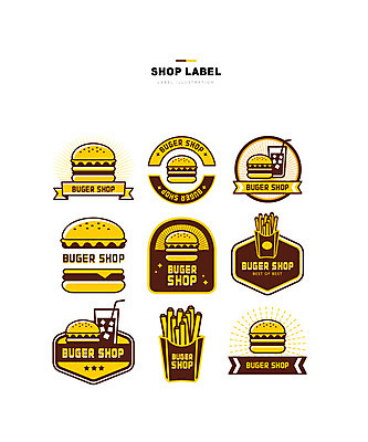 일러스트 사람없음 세트 갈색 노란색 라벨 감자튀김 햄버거 콜라 패스트푸드점 햄버거가게 국내일러스트 AI파일 컬러 감자 프레임 패스트푸드 상점 식당 튀김 탄산음료 파일형식 벡터