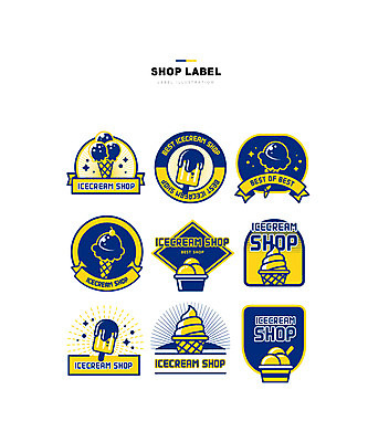 일러스트 사람없음 세트 노란색 라벨 남색 콘아이스크림 막대아이스크림 아이스크림가게 국내일러스트 AI파일 컬러 아이스크림 프레임 아이스크림장사 파일형식 벡터