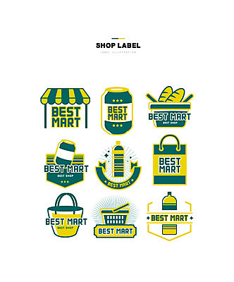 일러스트 유리병 사람없음 초록색 세트 쇼핑백 노란색 라벨 물병 장바구니 마트 차양막 캔음료 국내일러스트 AI파일 음료 컬러 가방 병_용기 프레임 쇼핑 바구니 상점 물통 차양 파일형식 벡터