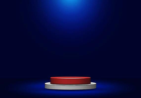 EPS 해외이미지 백그라운드 일러스트 조명 사람없음 원형 남색 단상 입체도형 포디움 해외일러스트 도형 컬러 무대 입체 파일형식 벡터