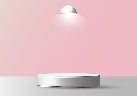 EPS 해외이미지 분홍색 백그라운드 일러스트 조명 사람없음 원형 단상 입체도형 포디움 해외일러스트 도형 컬러 무대 입체 파일형식 벡터