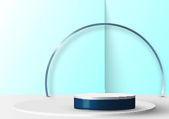 EPS 해외이미지 하늘색 백그라운드 일러스트 사람없음 원형 단상 입체도형 포디움 해외일러스트 도형 파란색 무대 입체 파일형식 벡터