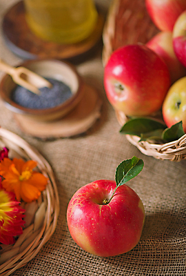 포토 JPG 해외이미지 실내 사람없음 아웃포커스 소쿠리 달콤 사과 꿀 벌꿀 해외포토 과일 촬영기법 내부 바구니 맛 파일형식