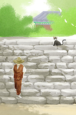 전신 PSD 모자 한마리 남자 일러스트 자연 한명 성인 여름 걷기 고양이 회색 숲 뒷짐 힐링 돌계단 오르막 반려 생활한복 템플스테이 휴식처 성인남자한명만 국내일러스트 1 잡화 계절 컬러 불교 포유류 모션 휴식 사람 반려동물 계단 돌_바위 체험 한복 생태계 남자한명만 성인남자만 파일형식