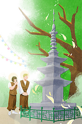 전신 PSD 외국인 나무 여자 남자 꽃잎 일러스트 서기 성인 두명 초록색 눈감음 인사 사찰 석탑 힐링 연등 합장 후광 낙화 생활한복 템플스테이 휴식처 성인만 국내일러스트 식물 꽃 컬러 불교 종교건축 모션 휴식 사람 인종 손짓 빛 탑 등불 예절 체험 한복 불교용품 파일형식