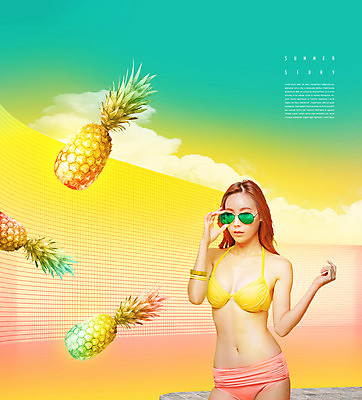 PSD 편집이미지 여자 백그라운드 한명 상반신 20대 성인 여름 비키니 선글라스 노란색 한국인 파인애플 의료성형뷰티 성인여자한명만 안경낌 이미지편집 1 계절 수영복 안경 컬러 과일 사람 동양인 청년 열대과일 여자한명만 성인여자만 파일형식