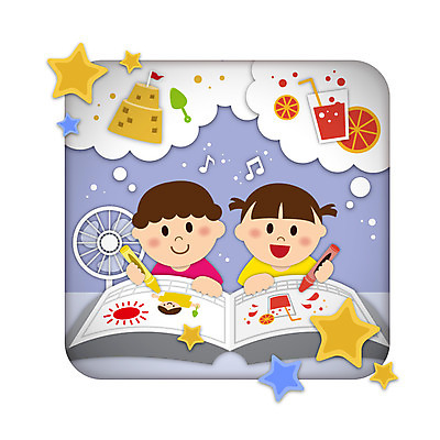 여자 남자 어린이 일러스트 색연필 여름방학 들기 소녀 소년 상반신 두명 사각형 주스 그리기 선풍기 모래성 그림일기 어린이만 국내일러스트 AI파일 도형 음료 모래 모션 방학 학용품 사람 가전제품 일기 파일형식 벡터 여름_계절