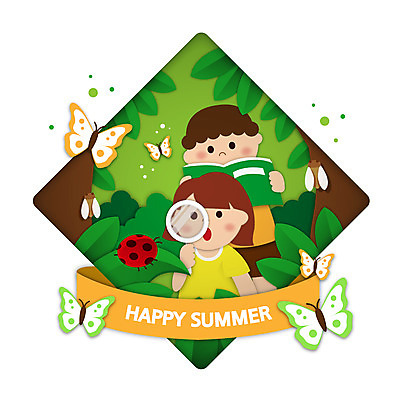 나무 여자 남자 어린이 나비 곤충 잎 여러마리 일러스트 돋보기 여름방학 들기 소녀 소년 상반신 두명 책 관찰 무당벌레 곤충채집 마름모 매미 어린이만 국내일러스트 AI파일 도형 식물 동물 다수 모션 방학 사람 수집 파일형식 벡터 여름_계절