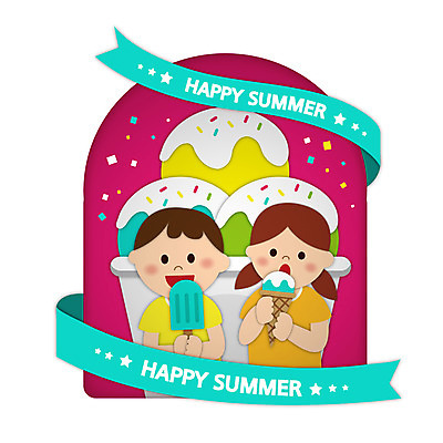 여자 남자 리본 어린이 일러스트 여름방학 들기 소녀 소년 상반신 두명 먹기 꽃가루 콘아이스크림 막대아이스크림 어린이만 맛있는 국내일러스트 AI파일 모션 방학 아이스크림 사람 가루 파일형식 벡터 여름_계절